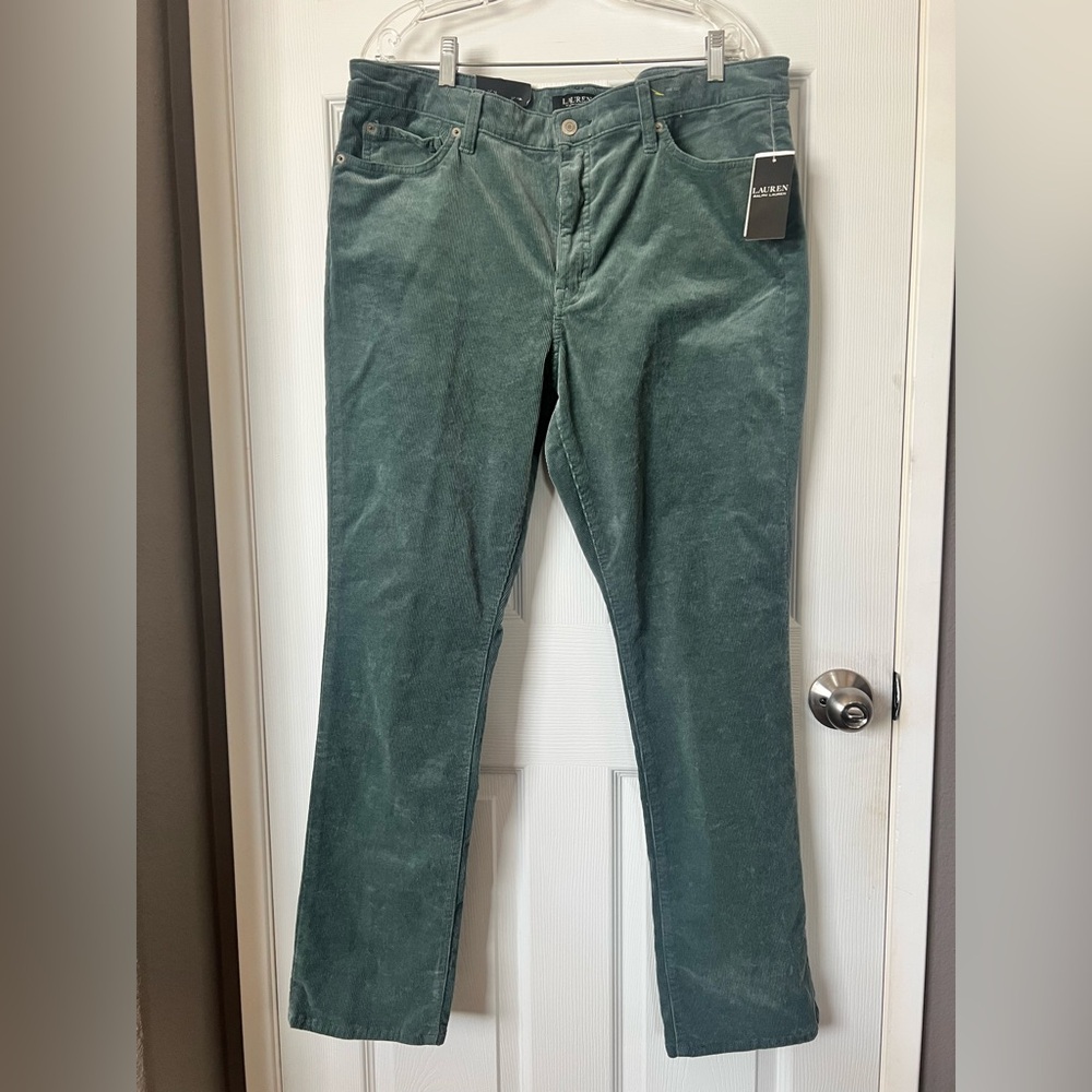 Ralph Lauren Women's Straight leg Teal Corduroy Pants. New